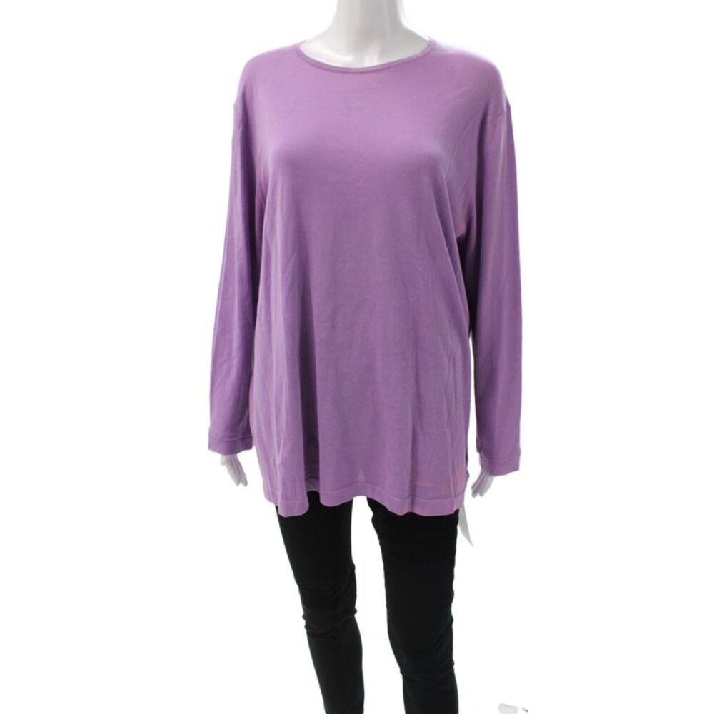 Malo Women Purple Cotton Crew Neck Long Sleeve Pullover Sweater Size S